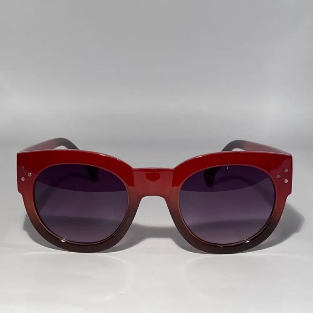 0541 Dark Red Sweetheart Oversize Sunglasses UV Protection New - Picture 2 of 8